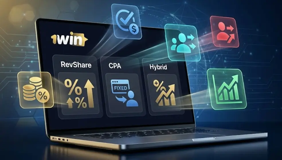 1win filial proqramı – CPA, RevShare və Hybrid modelləri ilə gəlir əldə etmək